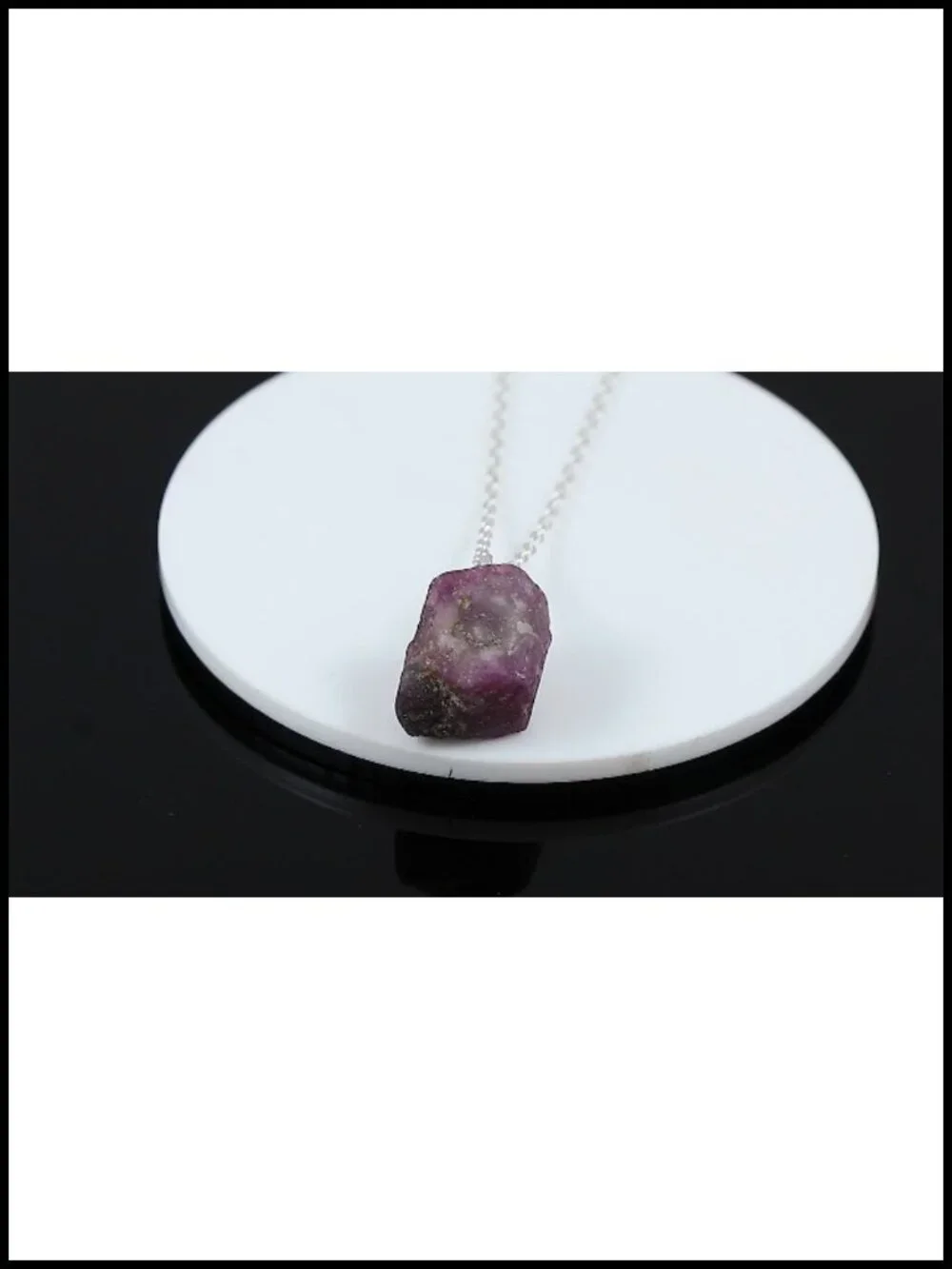 Raw Ruby Gemstone Pendant Necklace – Handmade Boho Jewelry with Silver Plated